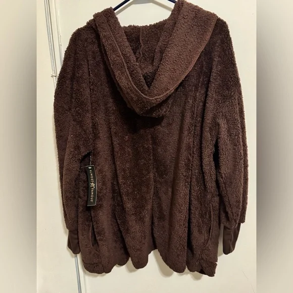 Almost Famous Cozy sherpa open front Cardigan Sweater brown size XL - Picture 2 of 5
